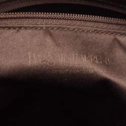 Pre Owned Yves Saint Laurent Dark Brown Leather Logo Boston Bag