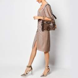 Yves Saint Laurent Two Tone Brown Suede and Leather Rive Gauche Shoulder Bag
