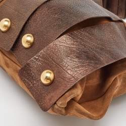 Yves Saint Laurent Two Tone Brown Suede and Leather Rive Gauche Shoulder Bag