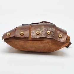 Yves Saint Laurent Two Tone Brown Suede and Leather Rive Gauche Shoulder Bag
