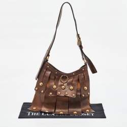 Yves Saint Laurent Two Tone Brown Suede and Leather Rive Gauche Shoulder Bag