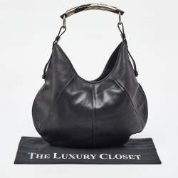 Pre Owned Yves Saint Laurent Black Leather Mombasa Hobo