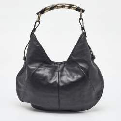 Pre Owned Yves Saint Laurent Black Leather Mombasa Hobo