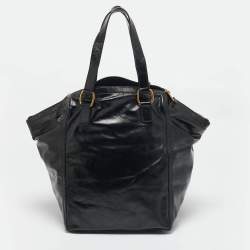 Pre Owned Yves Saint Laurent Black Patent Leather Large Downtown Tote