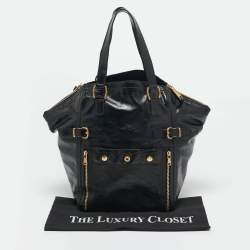 Pre Owned Yves Saint Laurent Black Patent Leather Large Downtown Tote