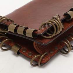 Pre Owned Yves Saint Laurent Brown Leather Ring Studded Clutch