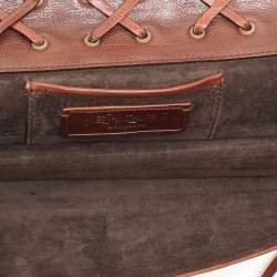 Pre Owned Yves Saint Laurent Brown Leather Ring Studded Clutch