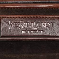 Pre Owned Yves Saint Laurent Brown Leather Ring Studded Clutch