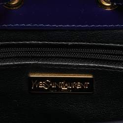 Yves Saint Laurent Blue Leather Vintage Drawstring Bucket Bag