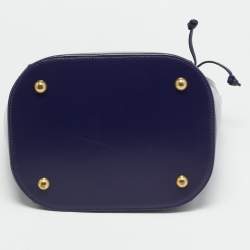 Yves Saint Laurent Blue Leather Vintage Drawstring Bucket Bag