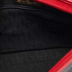 Yves Saint Laurent Grey/Red Coated Canvas and Leather Vintage Clutch