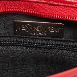 Yves Saint Laurent Grey/Red Coated Canvas and Leather Vintage Clutch