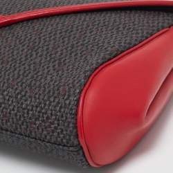 Yves Saint Laurent Grey/Red Coated Canvas and Leather Vintage Clutch