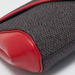 Yves Saint Laurent Grey/Red Coated Canvas and Leather Vintage Clutch