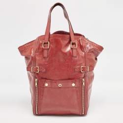Yves Saint Laurent Red Patent Leather Large Downtown Tote 