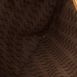 Pre Owned Yves Saint Laurent Brown Printed Woven Fabric and Leather Flap Bucket Bag