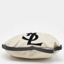 Yves Saint Laurent Cream/Black Canvas and Leather Vincennes Mombasa Hobo