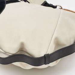 Yves Saint Laurent Cream/Black Canvas and Leather Vincennes Mombasa Hobo