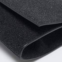 Yves Saint Laurent Black Metallic Glitter Suede Y Line Flap Clutch