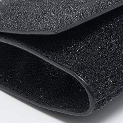 Yves Saint Laurent Black Metallic Glitter Suede Y Line Flap Clutch