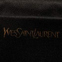 Yves Saint Laurent Black Metallic Glitter Suede Y Line Flap Clutch
