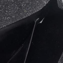 Yves Saint Laurent Black Metallic Glitter Suede Y Line Flap Clutch
