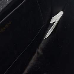 Yves Saint Laurent Black Metallic Glitter Suede Y Line Flap Clutch