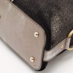 Yves Saint Laurent Grey Calfhair and Leather Muse Bag