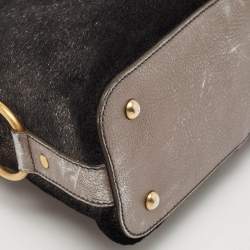 Yves Saint Laurent Grey Calfhair and Leather Muse Bag