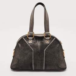 Yves Saint Laurent Grey Calfhair and Leather Muse Bag