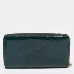 Yves Saint Laurent Green Patent Leather Belle De Jour Zip Continental Wallet