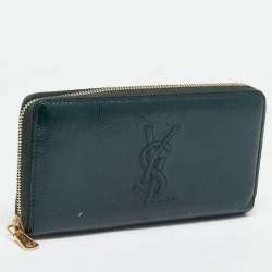 Yves Saint Laurent Green Patent Leather Belle De Jour Zip Continental Wallet