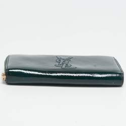 Yves Saint Laurent Green Patent Leather Belle De Jour Zip Continental Wallet