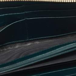 Yves Saint Laurent Green Patent Leather Belle De Jour Zip Continental Wallet