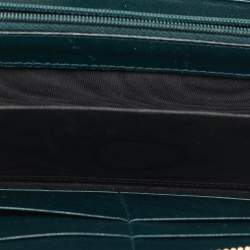 Yves Saint Laurent Green Patent Leather Belle De Jour Zip Continental Wallet