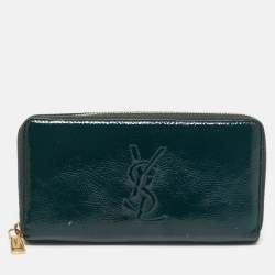 Yves Saint Laurent Green Patent Leather Belle De Jour Zip Continental Wallet