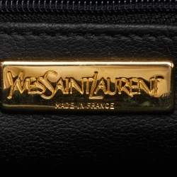 Yves Saint Laurent Navy Blue Leather Vintage Dome Zip Satchel