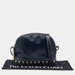Yves Saint Laurent Navy Blue Leather Vintage Dome Zip Satchel
