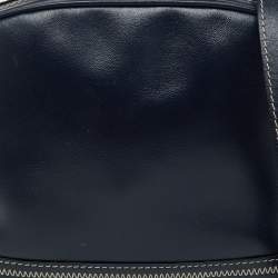 Yves Saint Laurent Navy Blue Leather Vintage Dome Zip Satchel