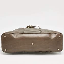 Yves Saint Laurent Olive Green Leather Oversized Muse Bag
