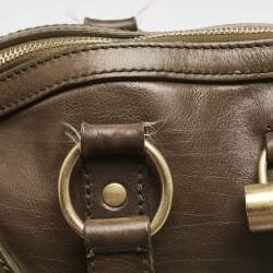 Yves Saint Laurent Olive Green Leather Oversized Muse Bag
