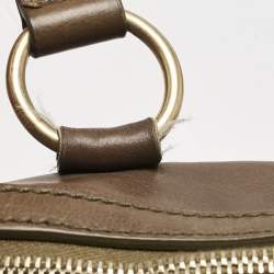 Yves Saint Laurent Olive Green Leather Oversized Muse Bag