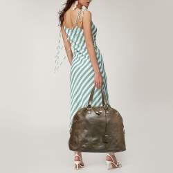 Yves Saint Laurent Olive Green Leather Oversized Muse Bag
