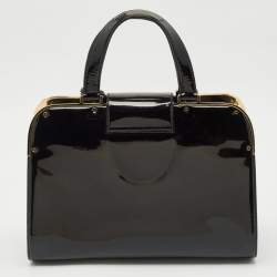 Yves Saint Laurent Black Patent Leather Uptown Satchel