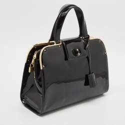 Yves Saint Laurent Black Patent Leather Uptown Satchel