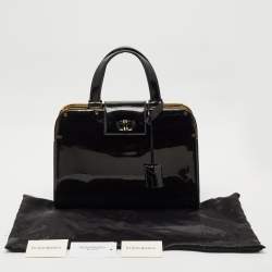 Yves Saint Laurent Black Patent Leather Uptown Satchel