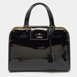 Yves Saint Laurent Black Patent Leather Uptown Satchel