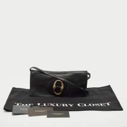 Yves Saint Laurent Black Leather Flap Clutch Bag