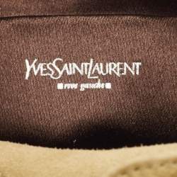 Yves Saint Laurent Beige Leather and Suede Floral Applique Clutch Bag