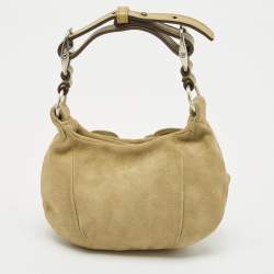 Yves Saint Laurent Beige Leather and Suede Floral Applique Clutch Bag